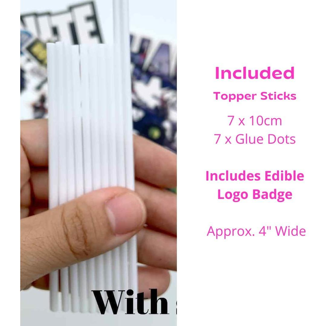 Video Game Happy Birthday Cake Topper 15cm + 7 Characters + Wafer Paper Badge Party Supplies Decoration Supplies for Kids Adults Girls Boys JUSTCAKETOPPERS