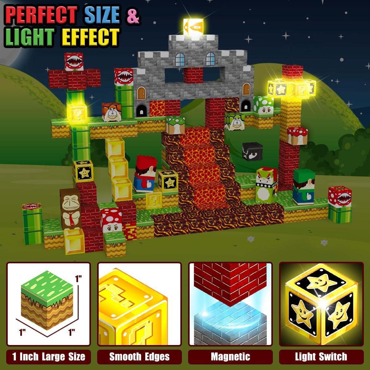 200 Bloques Magnéticos Iluminados MEDMHSMA 2.54 cm para Niños 3+