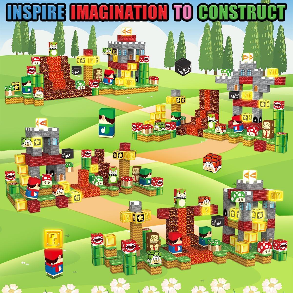 200 Bloques Magnéticos Iluminados MEDMHSMA 2.54 cm para Niños 3+