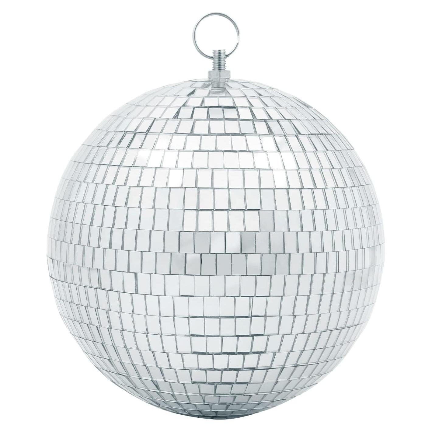 Bola de Disco Espejo Plateada 20 cm con Anillo Colgante
