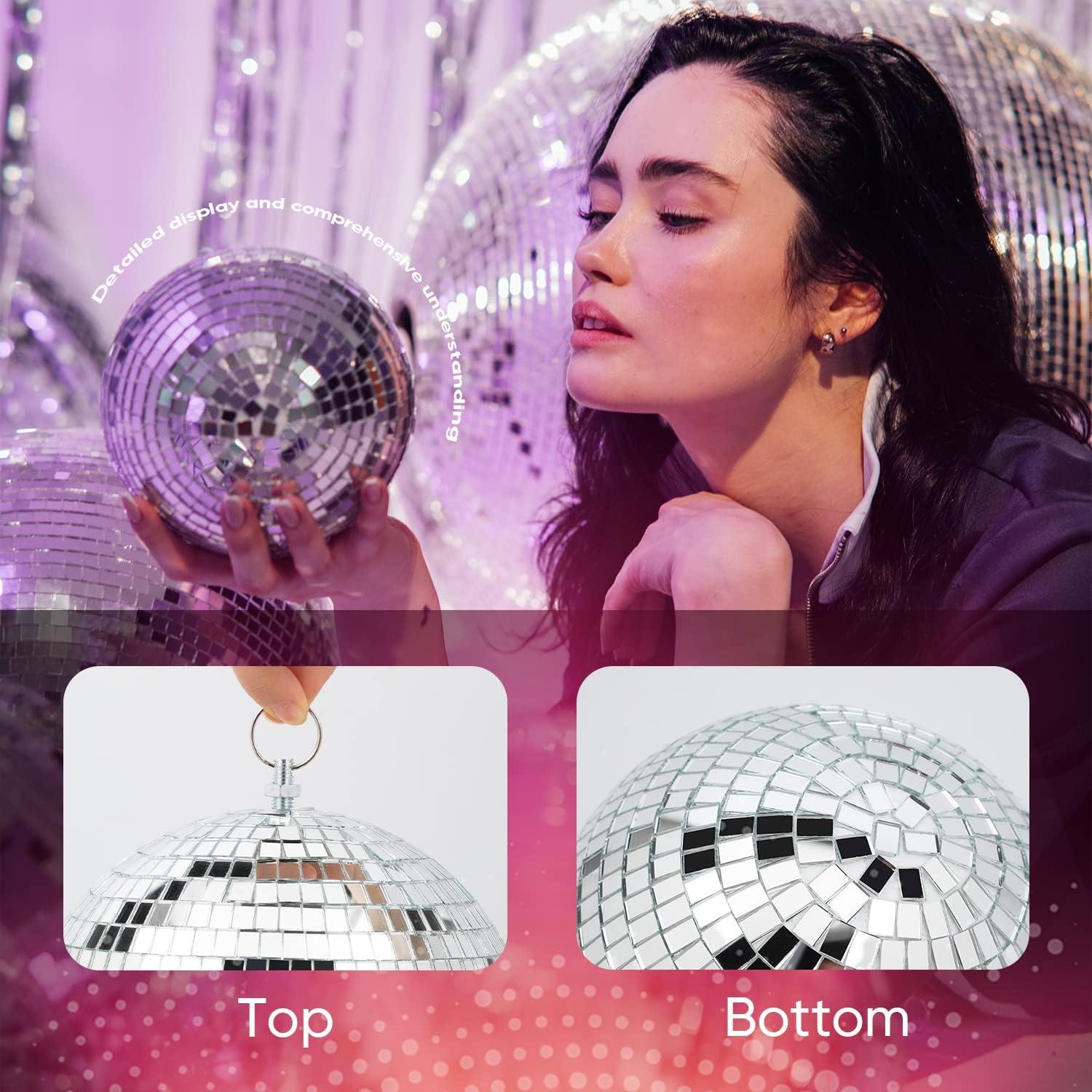 Bola de Disco Espejo Plateada 20 cm con Anillo Colgante