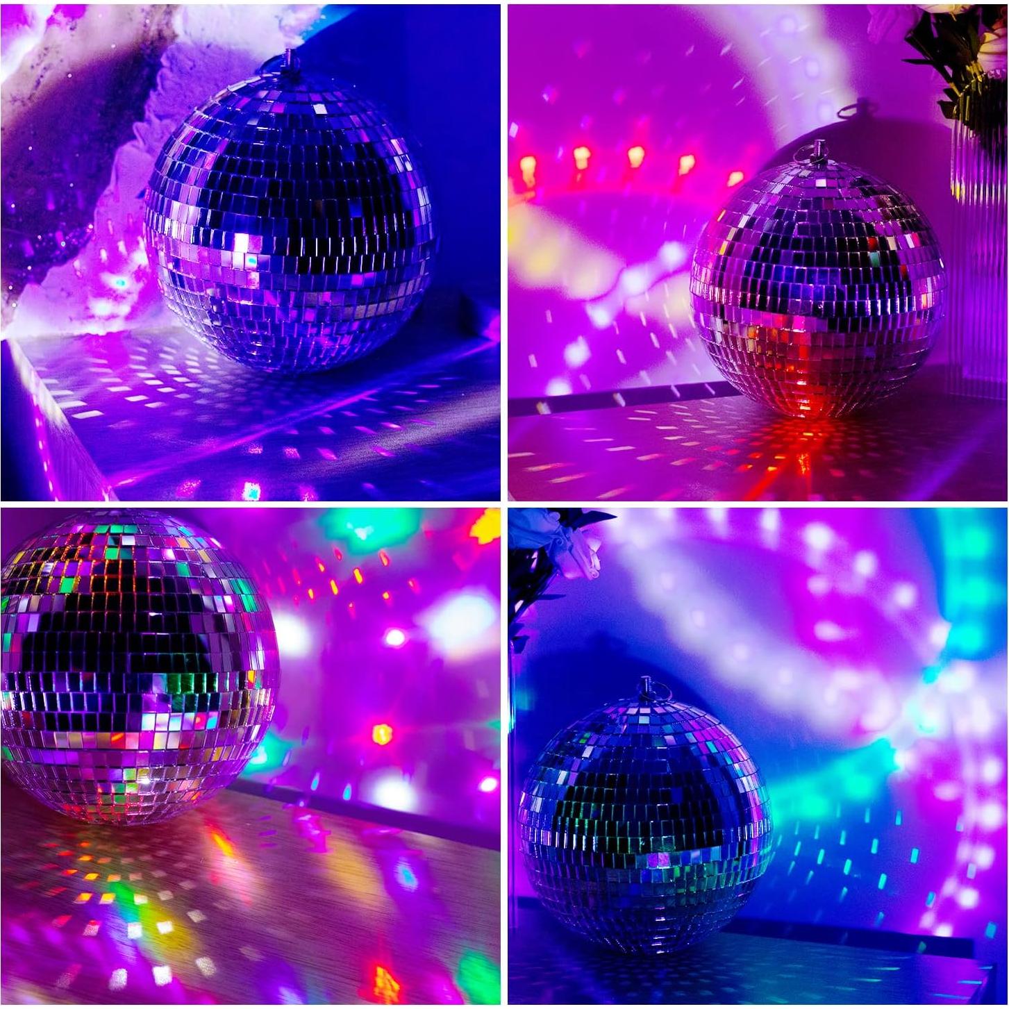 Bola de Disco Espejo Plateada 20 cm con Anillo Colgante