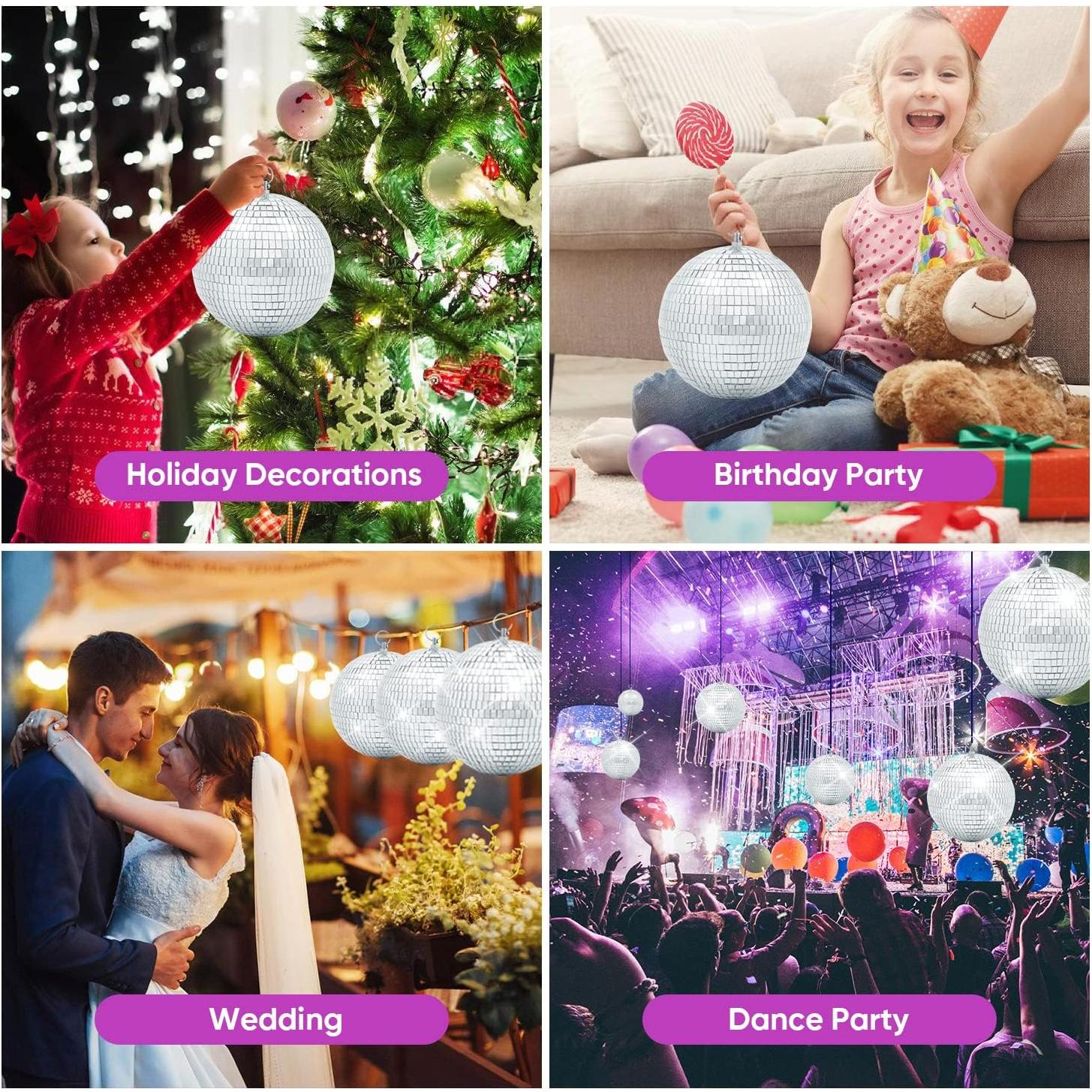 Bola de Disco Espejo Plateada 20 cm con Anillo Colgante