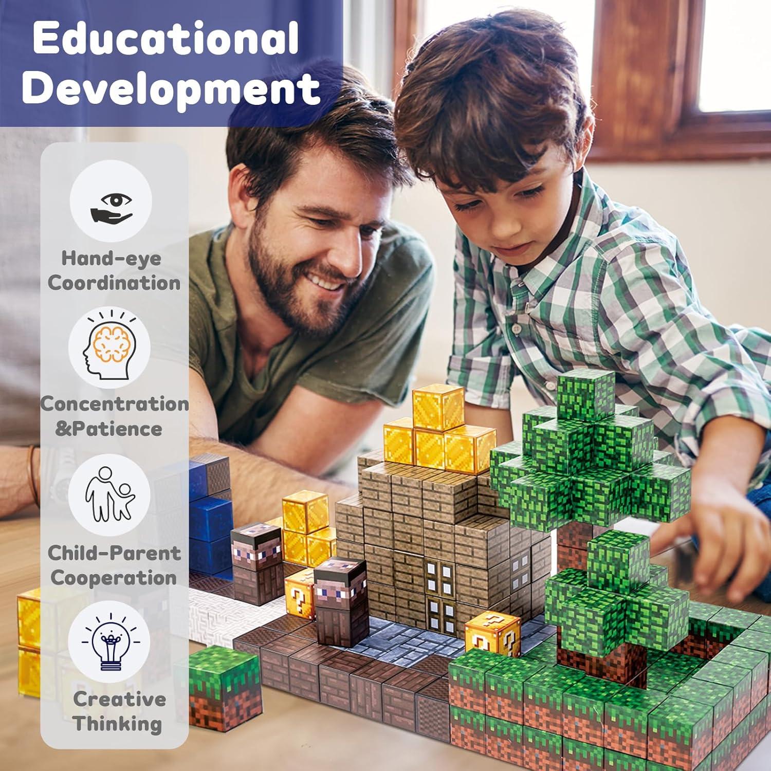 Bloques Magnéticos Jollynamy 128PCS Juguete Educativo STEM