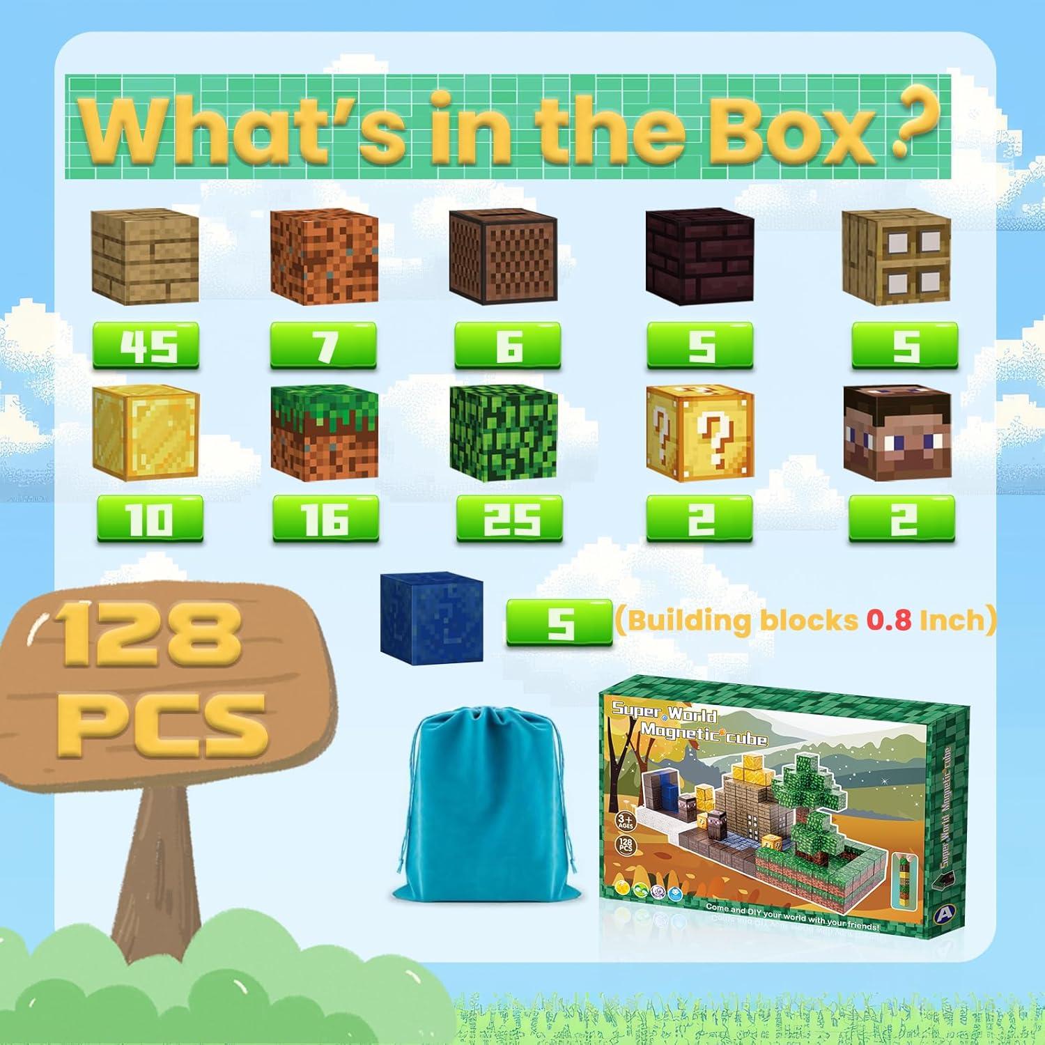 Bloques Magnéticos Jollynamy 128PCS Juguete Educativo STEM