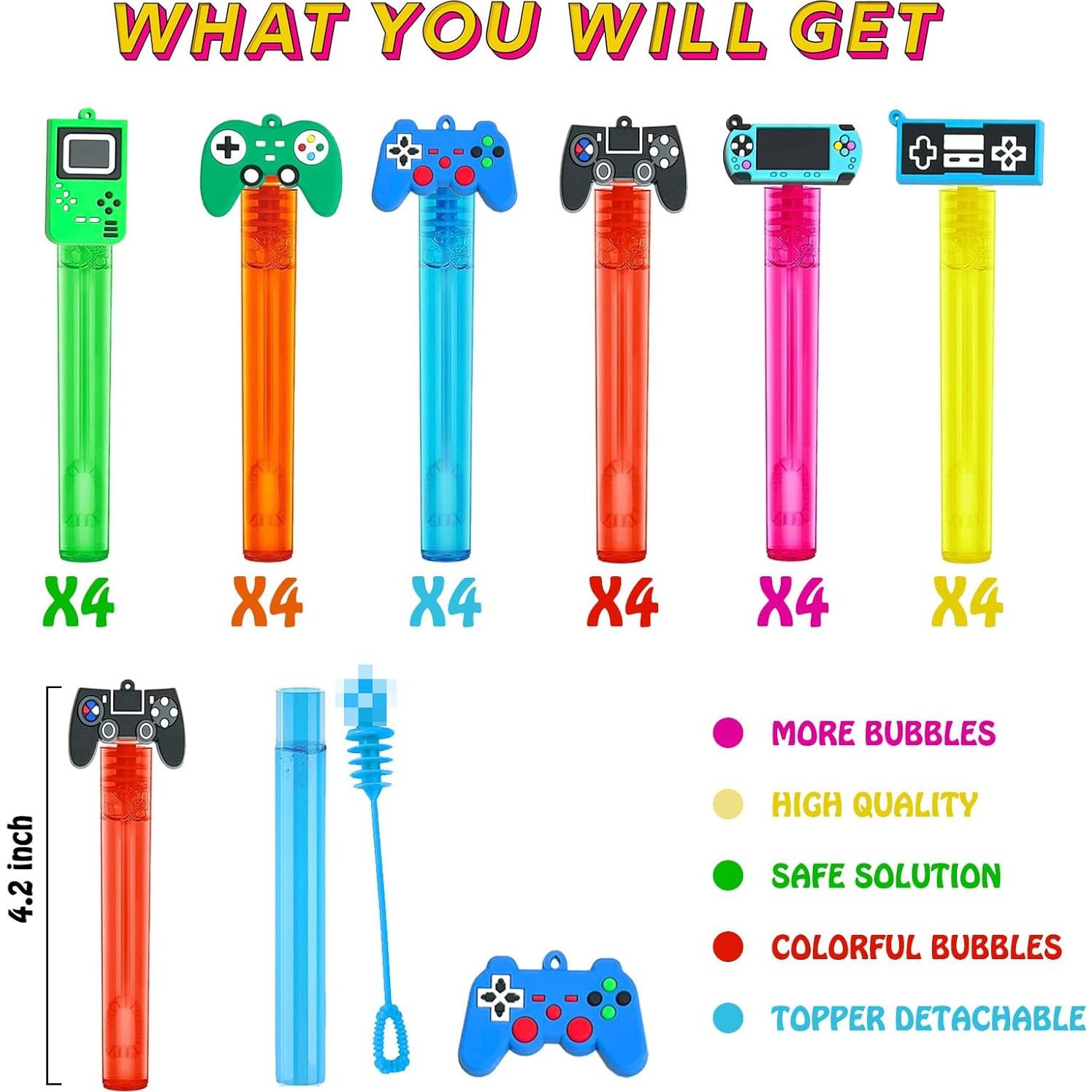 Varitas de Burbujas de Videojuegos uoyoi - 24 Piezas Coloridas