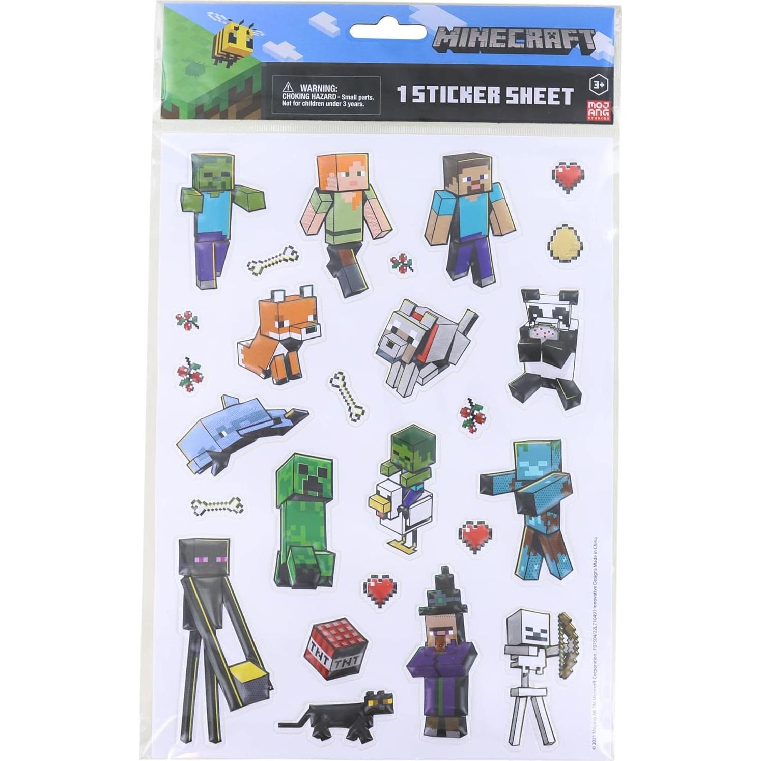 Calcomanías 3D Minecraft - Hoja con 26 Stickers