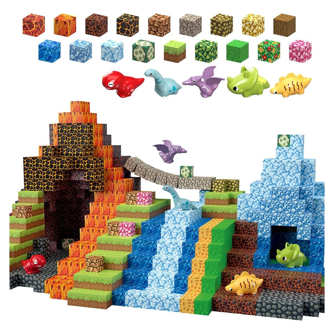 205 Piezas Bloques Magnéticos Dinosaurios 3D para Niños 3+