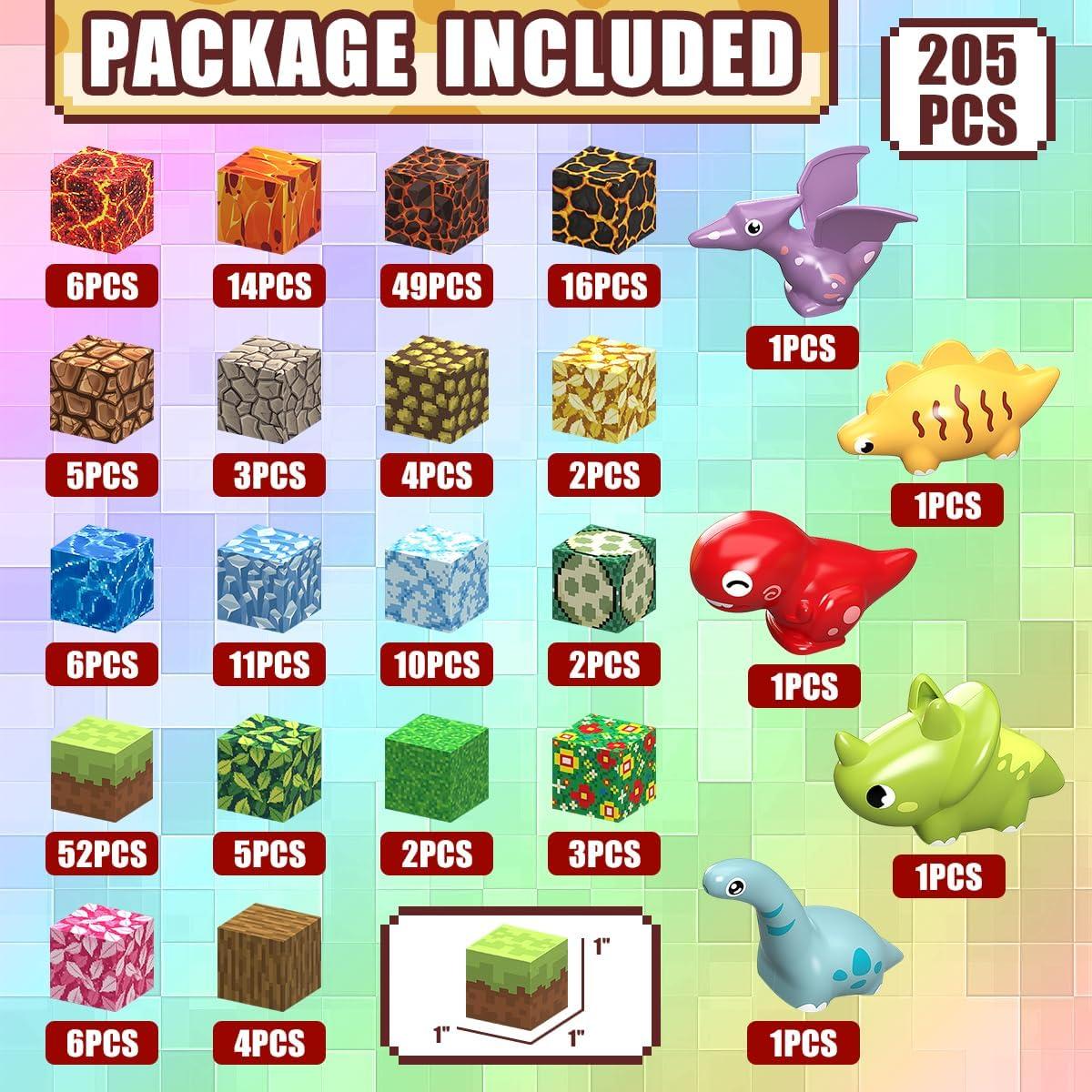 205 Piezas Bloques Magnéticos Dinosaurios 3D para Niños 3+