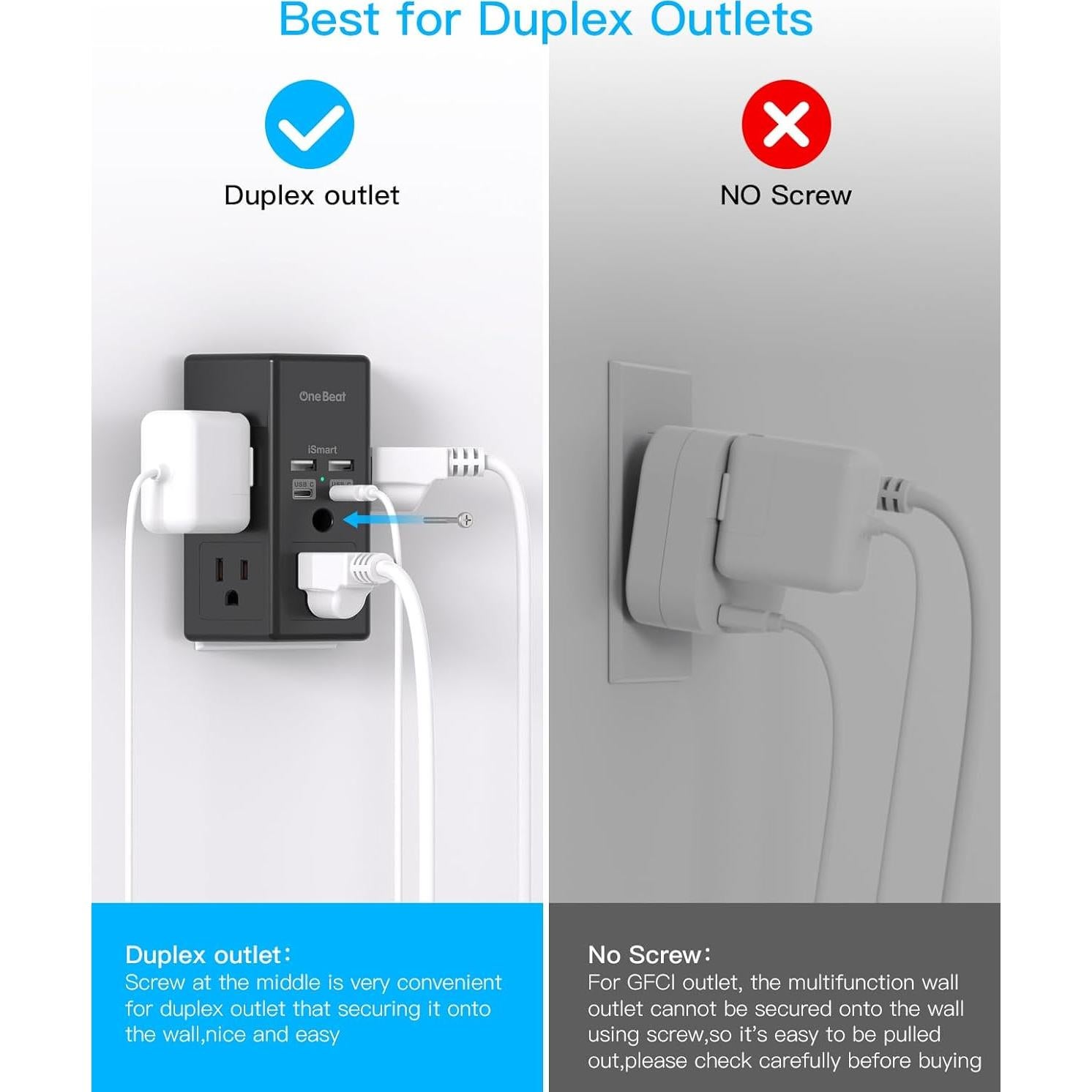 Extensor de Enchufe 5 Salidas con 4 USB C One Beat Negro