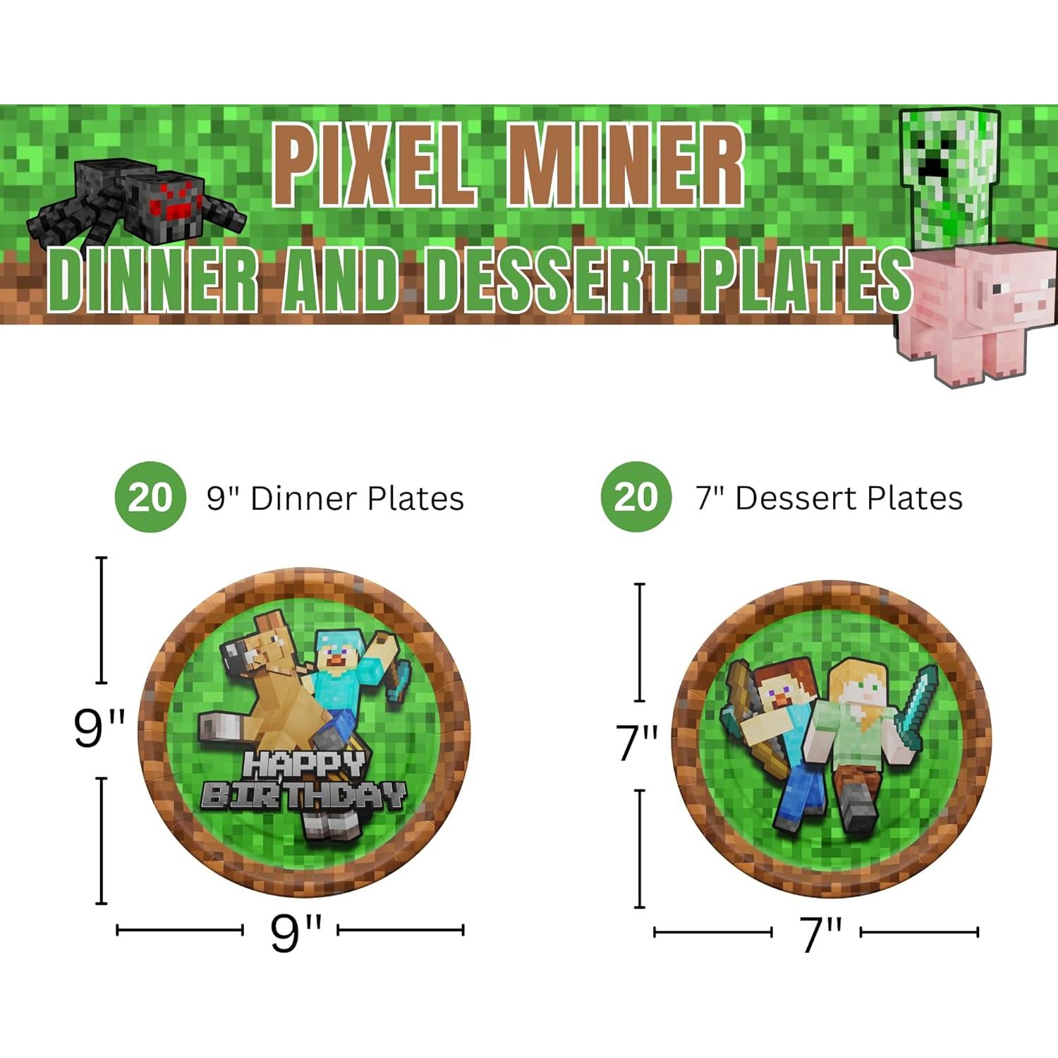 Platos de Cena y Postre Pixel Miner Blue Orchards - 40 Piezas