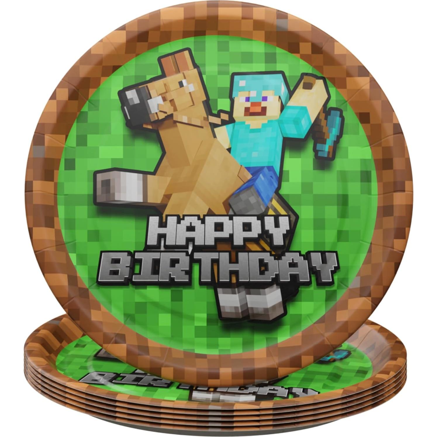 Platos de Cena y Postre Pixel Miner Blue Orchards - 40 Piezas