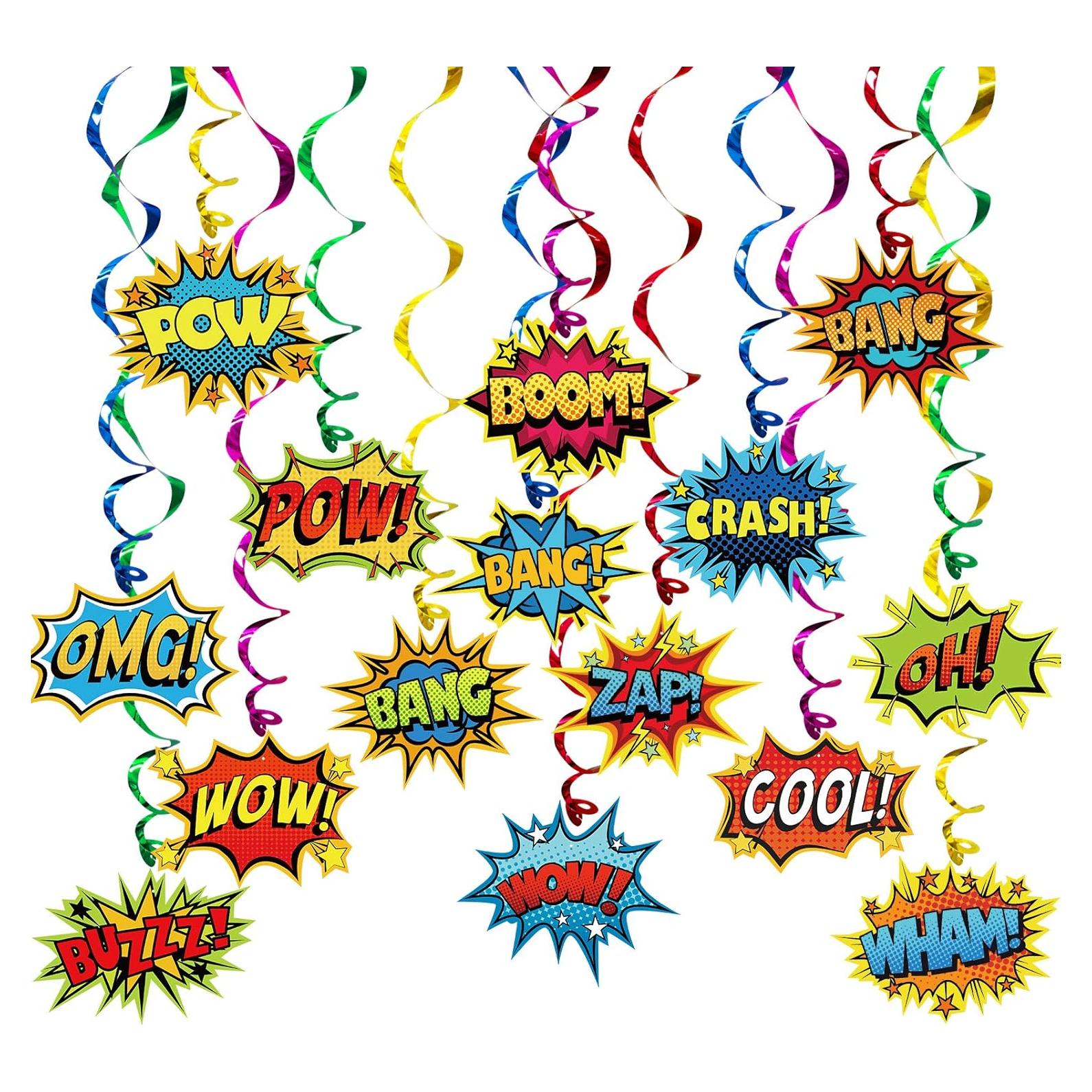 Decoraciones de Fiesta de Superhéroe Gifts&Party - 30 Espirales Colgantes