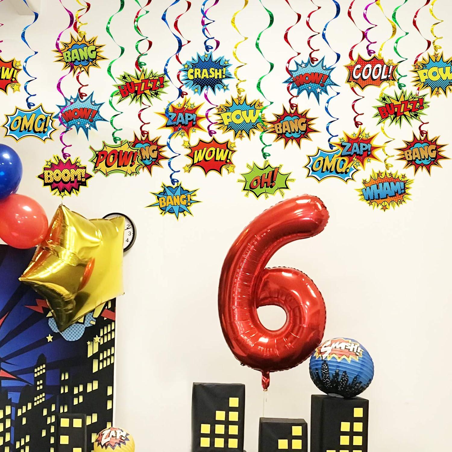 Decoraciones de Fiesta de Superhéroe Gifts&Party - 30 Espirales Colgantes