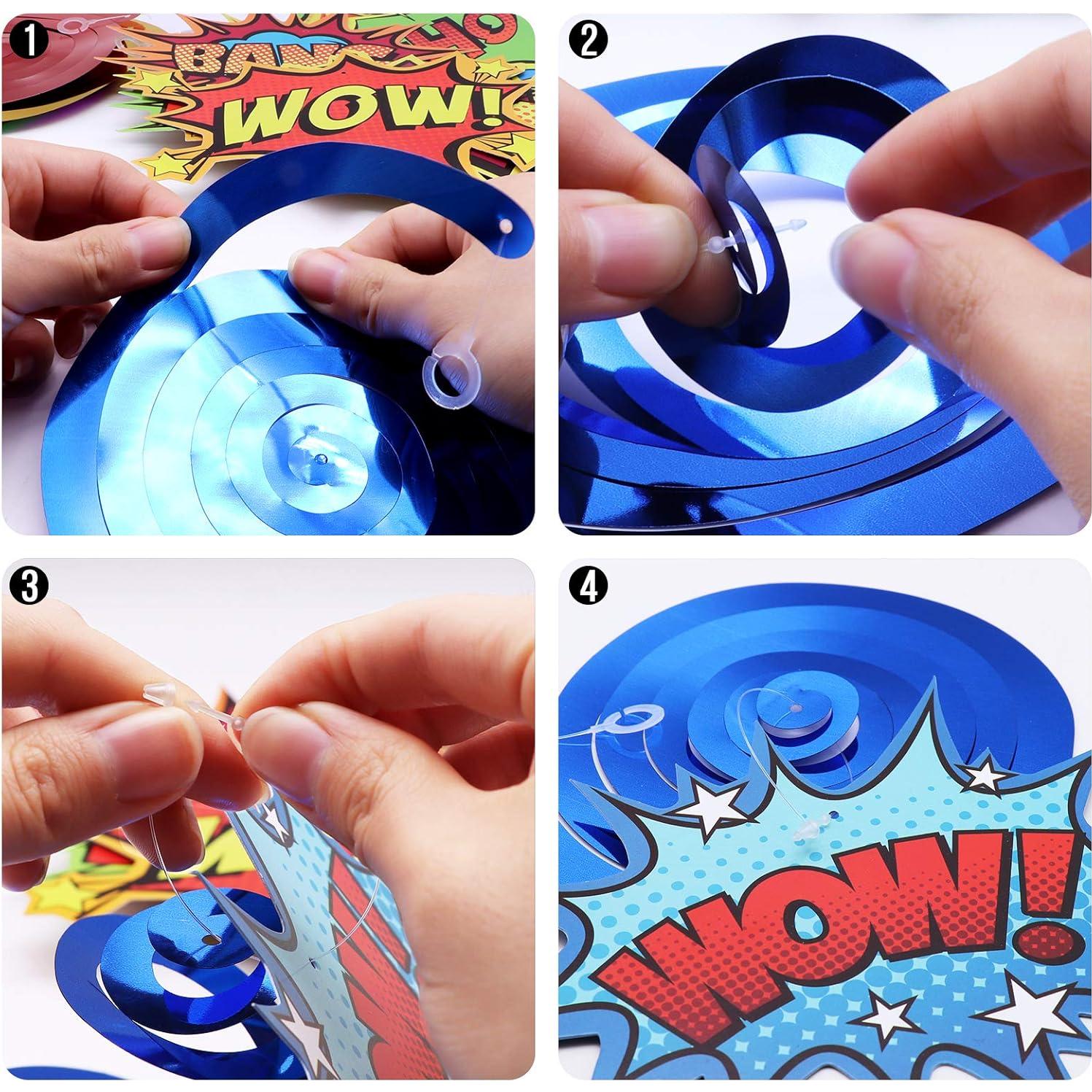 Decoraciones de Fiesta de Superhéroe Gifts&Party - 30 Espirales Colgantes