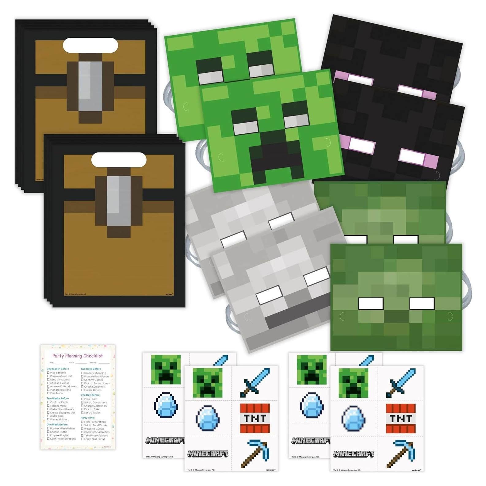 Favoritos de Fiesta Minecraft Unique - 16 Invitados - Decoraciones