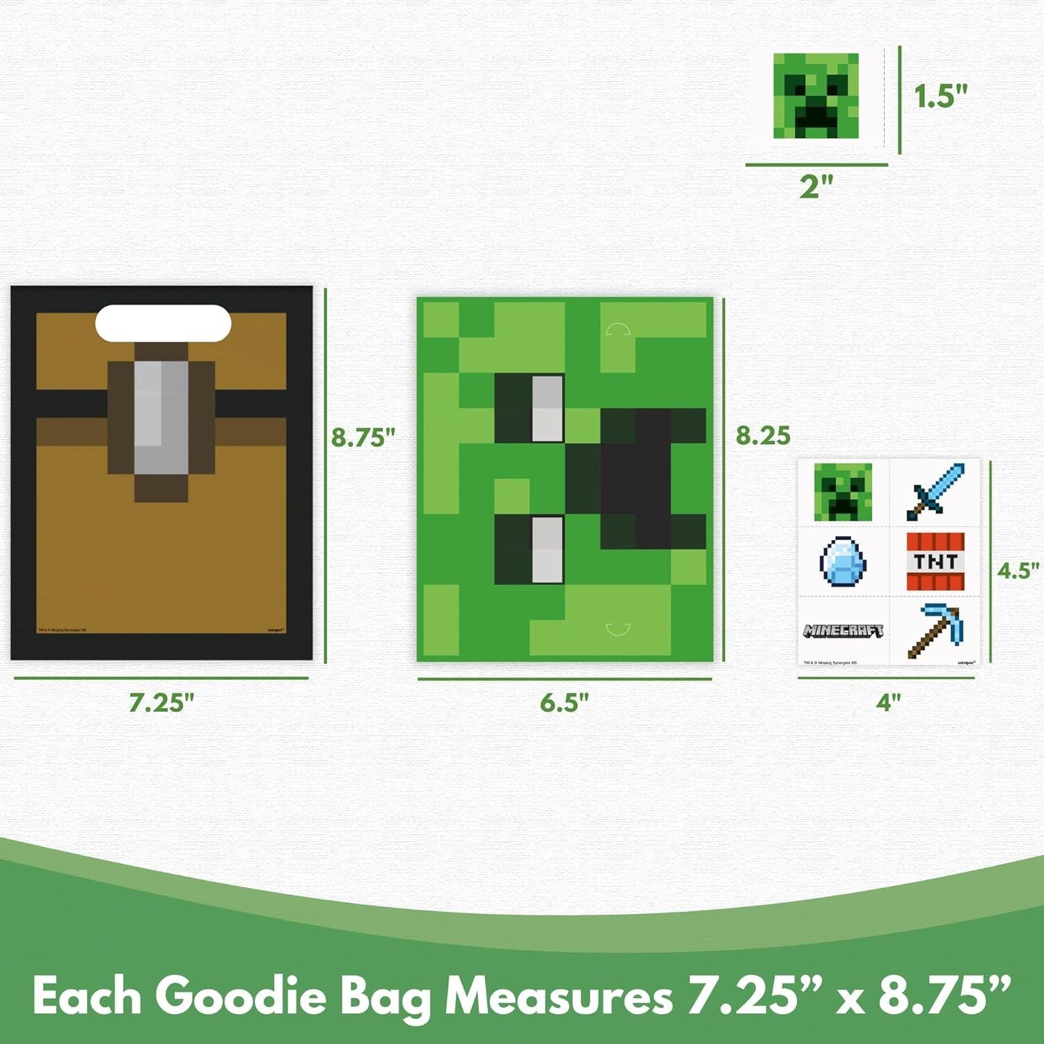 Favoritos de Fiesta Minecraft Unique - 16 Invitados - Decoraciones