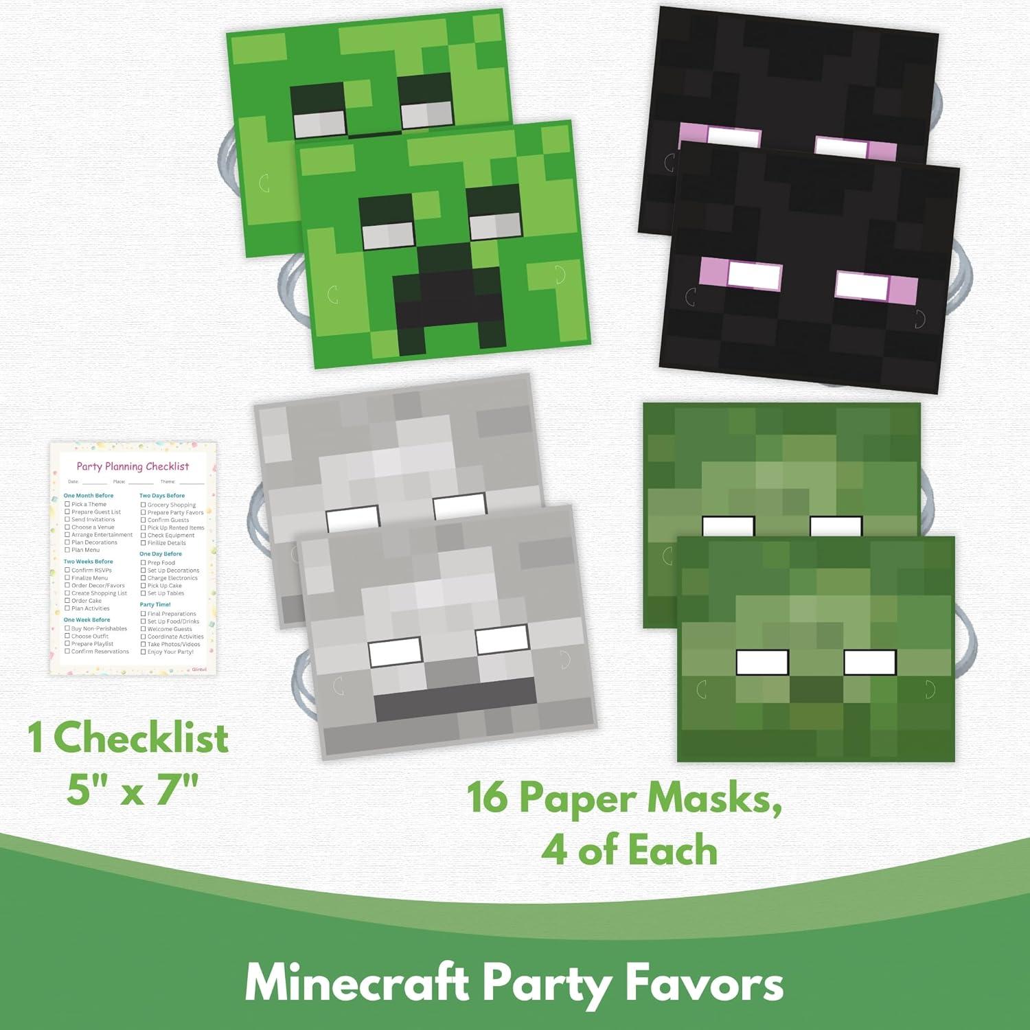 Favoritos de Fiesta Minecraft Unique - 16 Invitados - Decoraciones