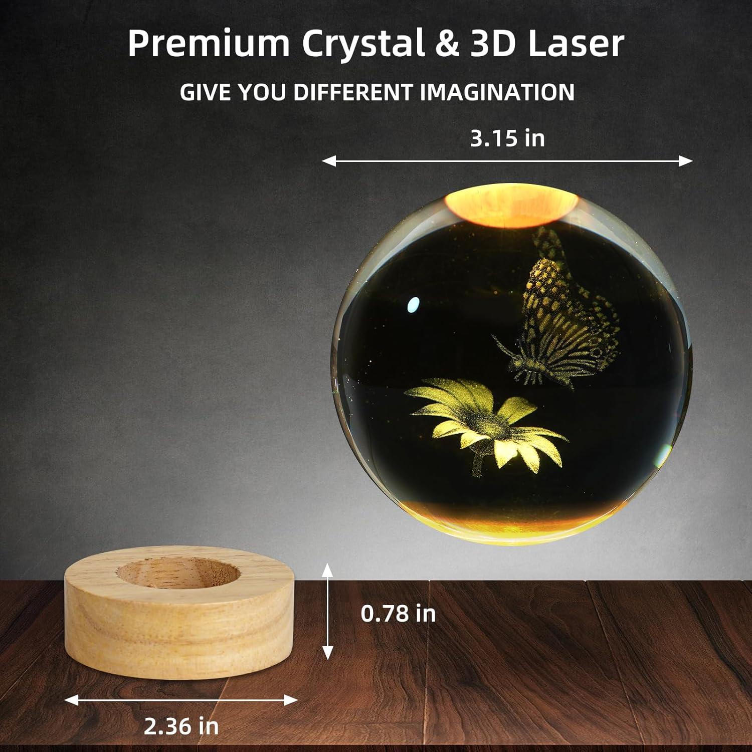 Luz Nocturna Mariposa 3D ZXBLAQ con Base de Madera LED 16 Colores