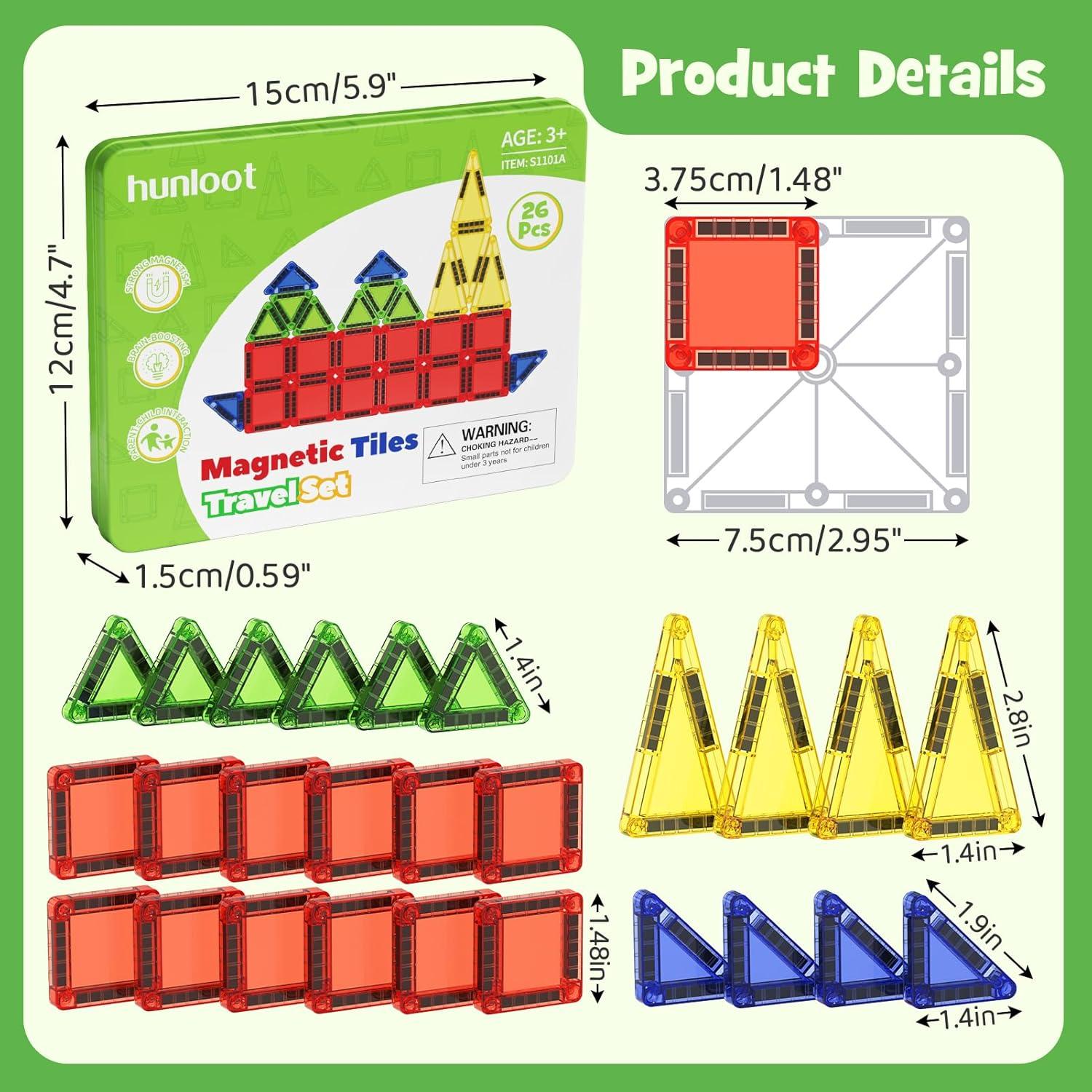 Set de Azulejos Magnéticos Portátiles Hunloot 26 Piezas