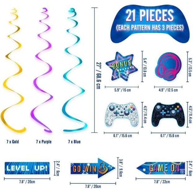 Remolinos Colgantes de Videojuegos WERNNSAI - 21 Piezas Decorativas