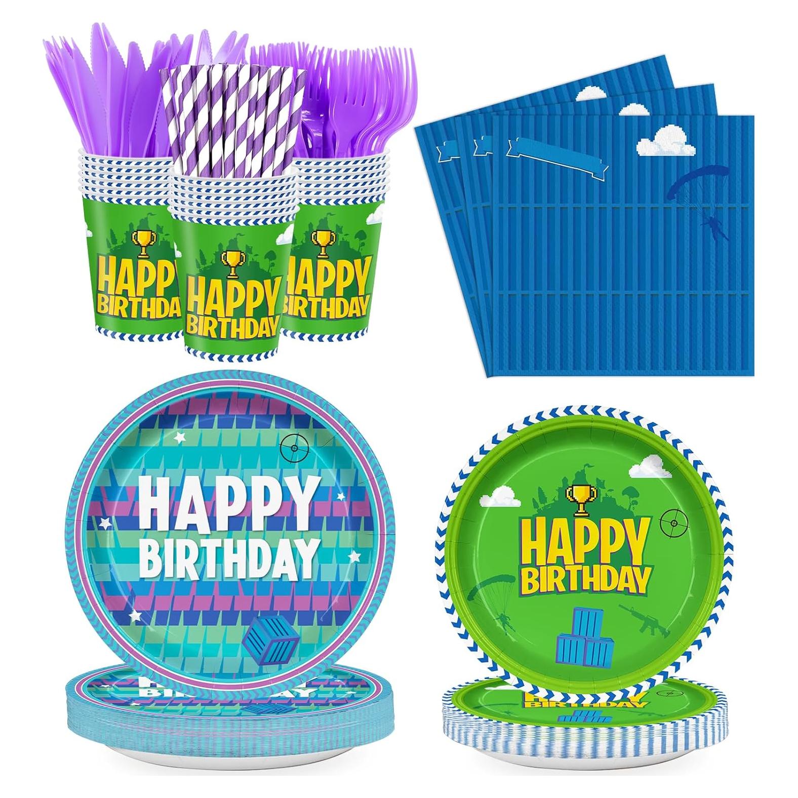 Set de Vajilla para Fiesta de Videojuegos Likuyve - 168 Piezas para 24 Invitados