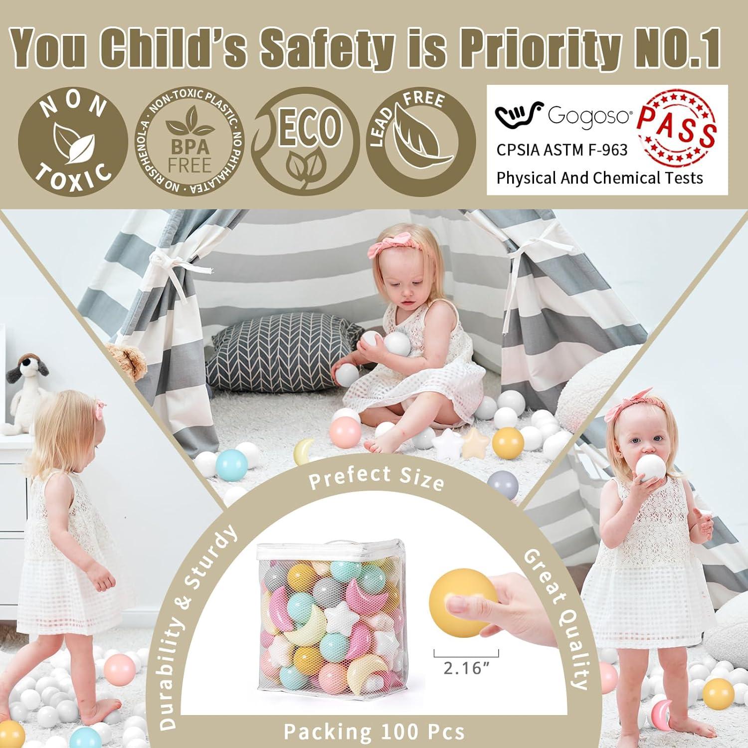 Bolas de Piscina GOGOSO 100PCS Formas Estrellas y Luna