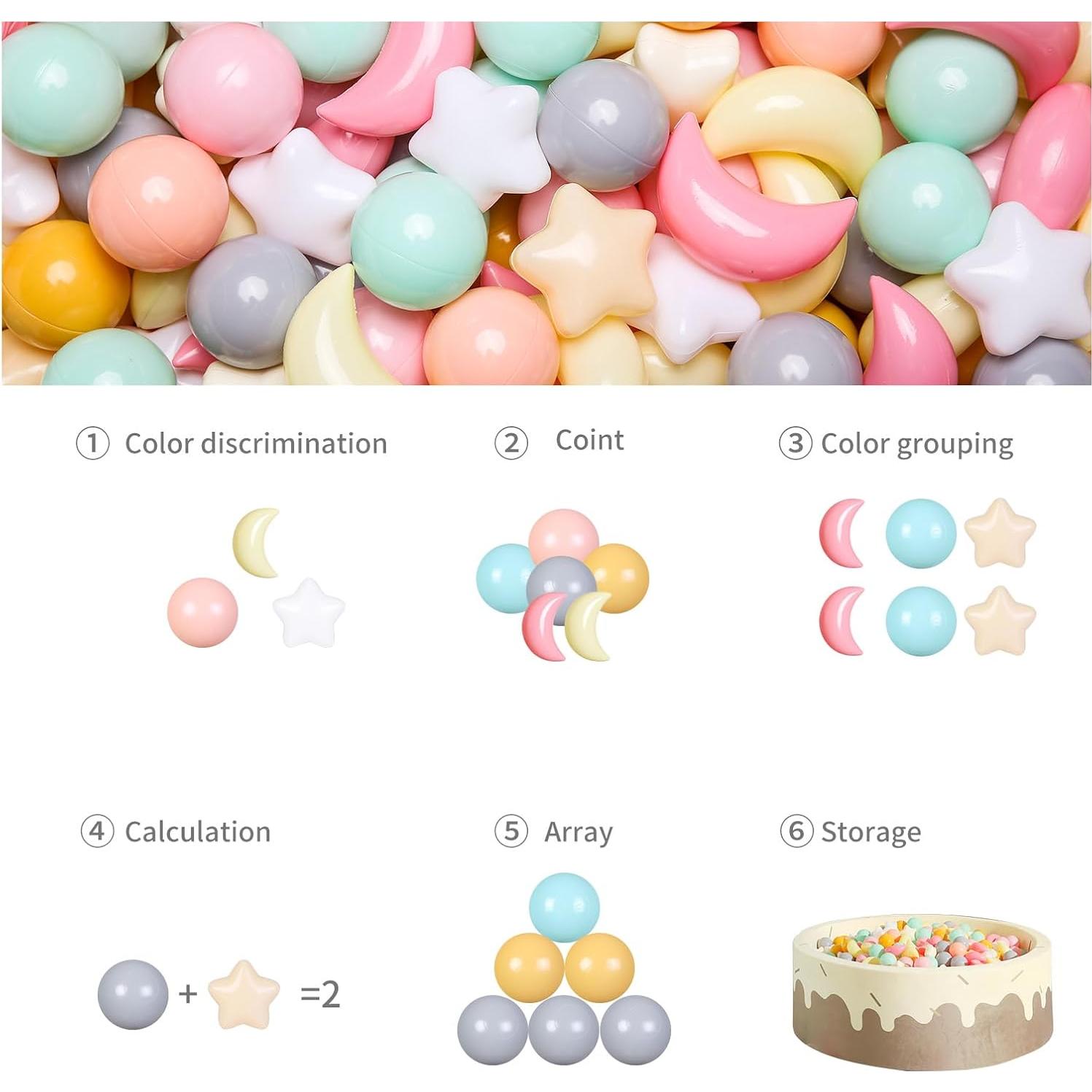 Bolas de Piscina GOGOSO 100PCS Formas Estrellas y Luna