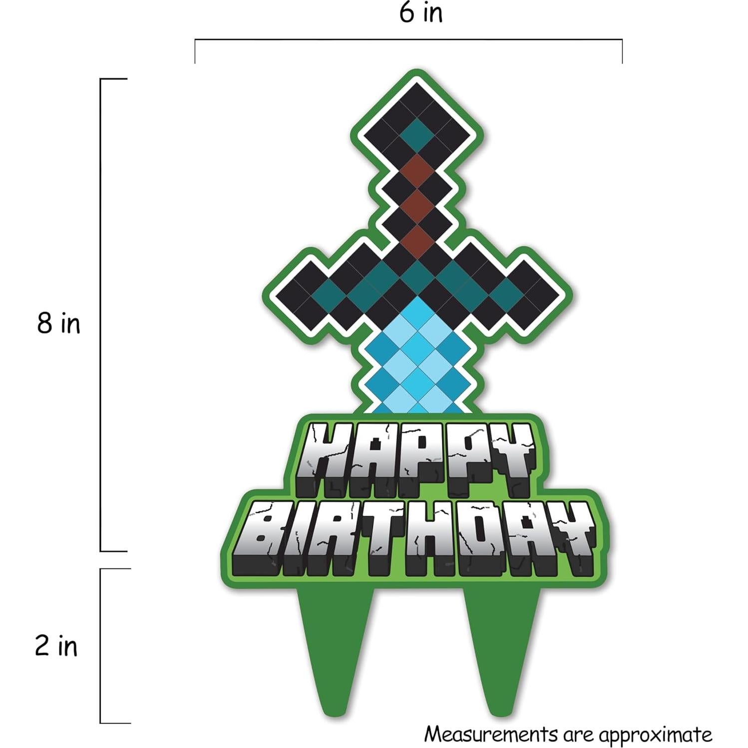 Topper de pastel de cumpleaños gamer Think Green Fun 15x25cm