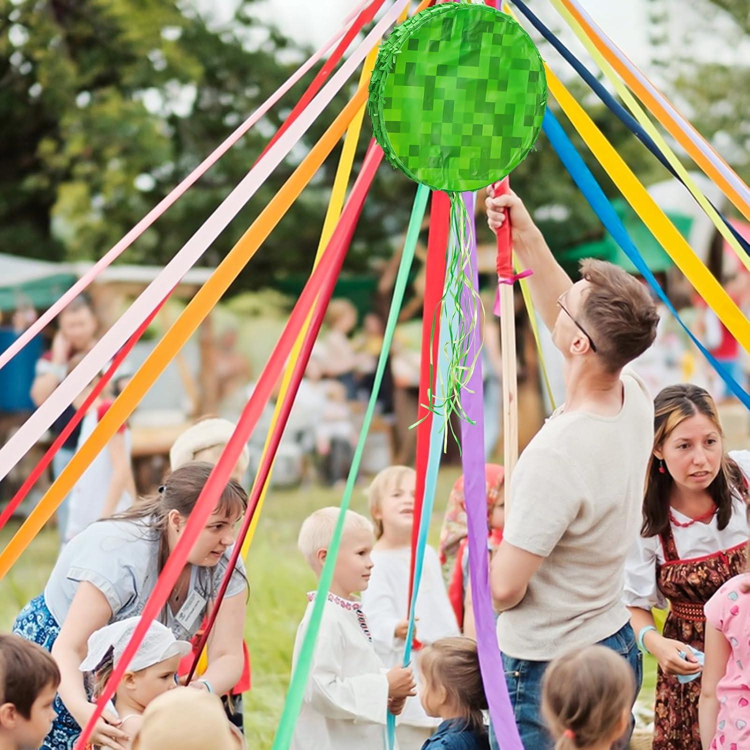 Piñata Pixel Redonda Mini FUSTARKY 34 cm para Cumpleaños