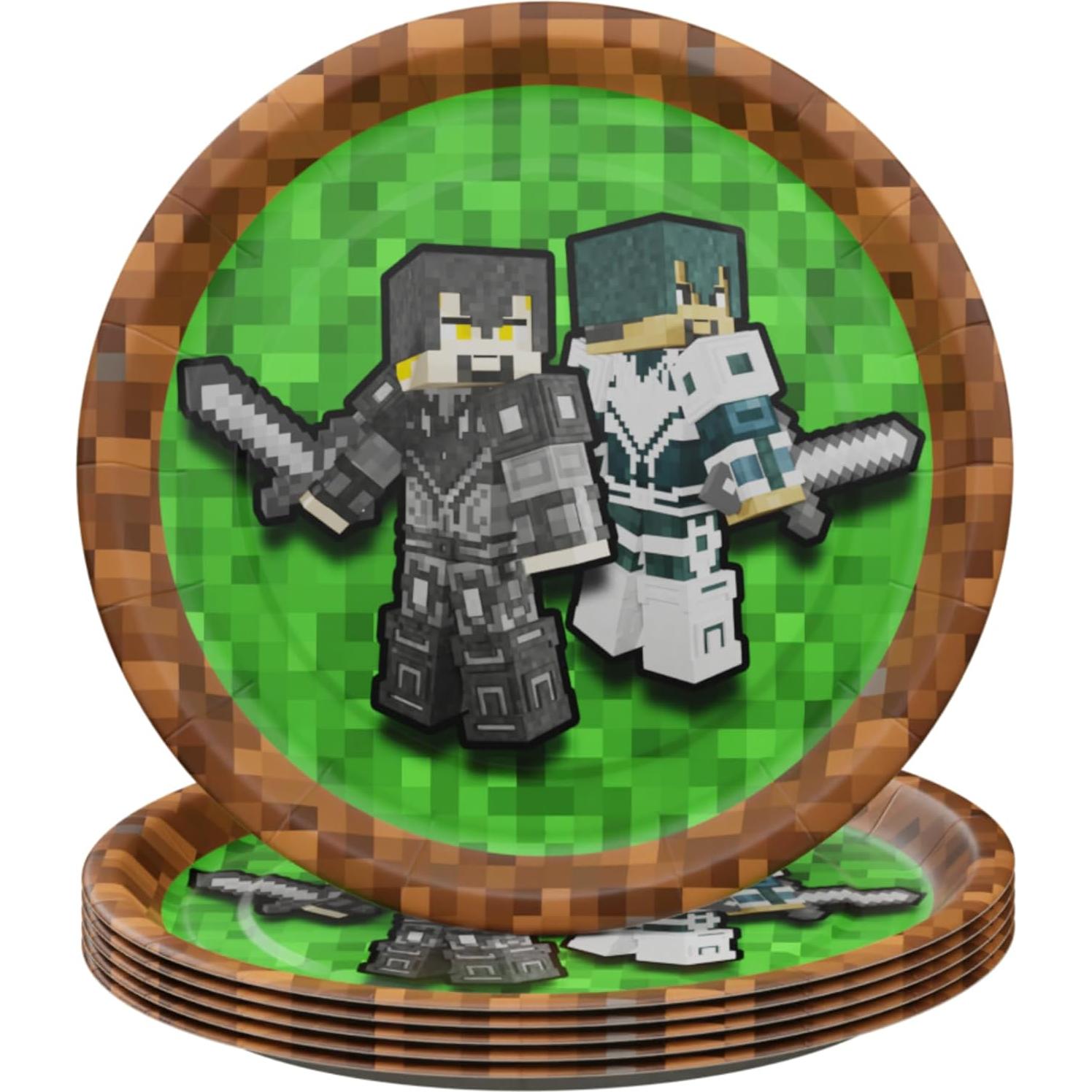 Platos y Servilletas Pixel Warrior Blue Orchards - 60 Piezas