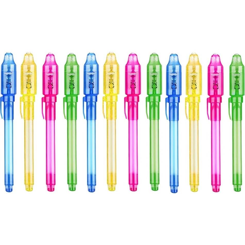 Set de Fiesta Pixel 24 Pcs: 12 Bolígrafos Tinta Invisible + 12 Mini Blocs