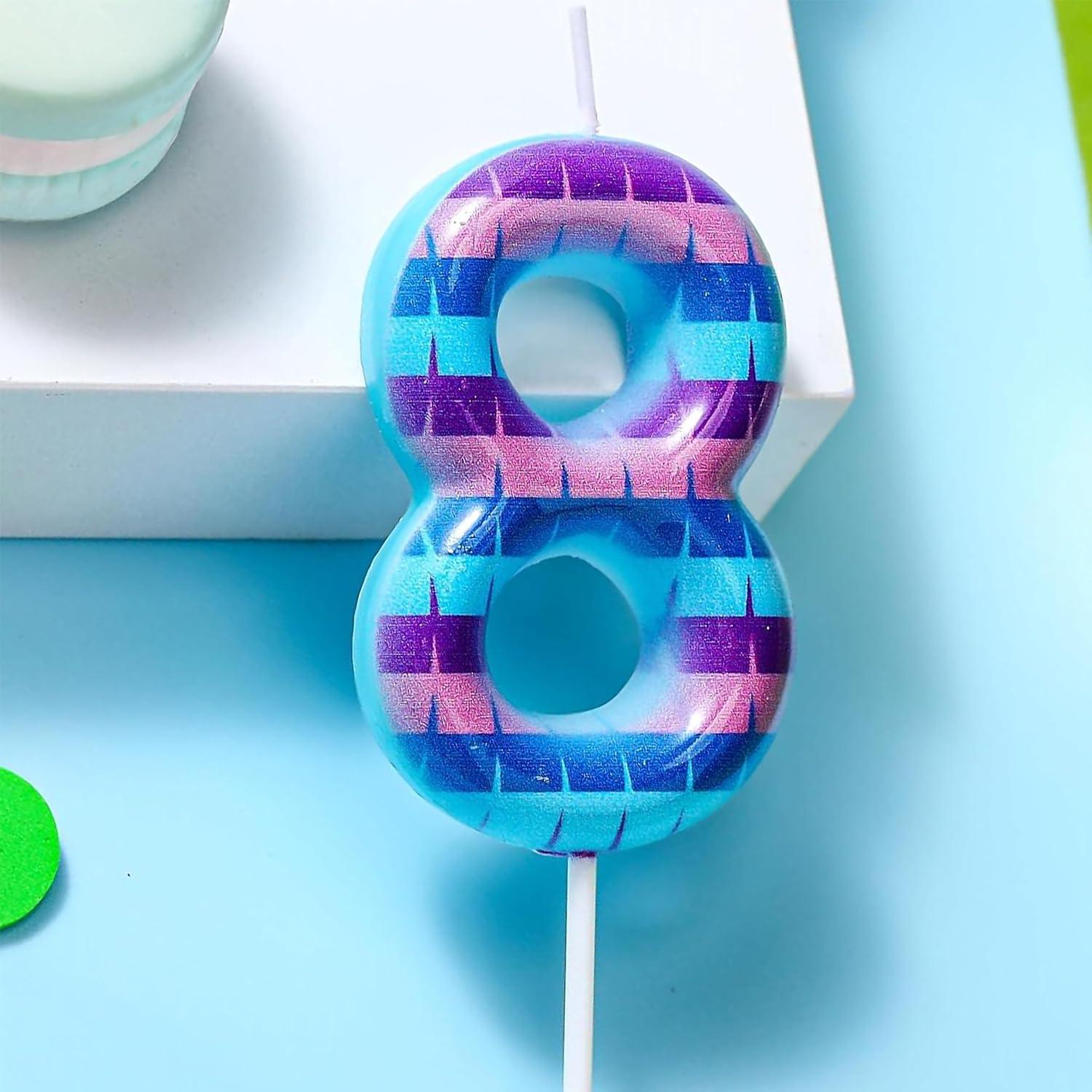 Vela de Cumpleaños Número 8 MM - Decoración Temática de Videojuegos