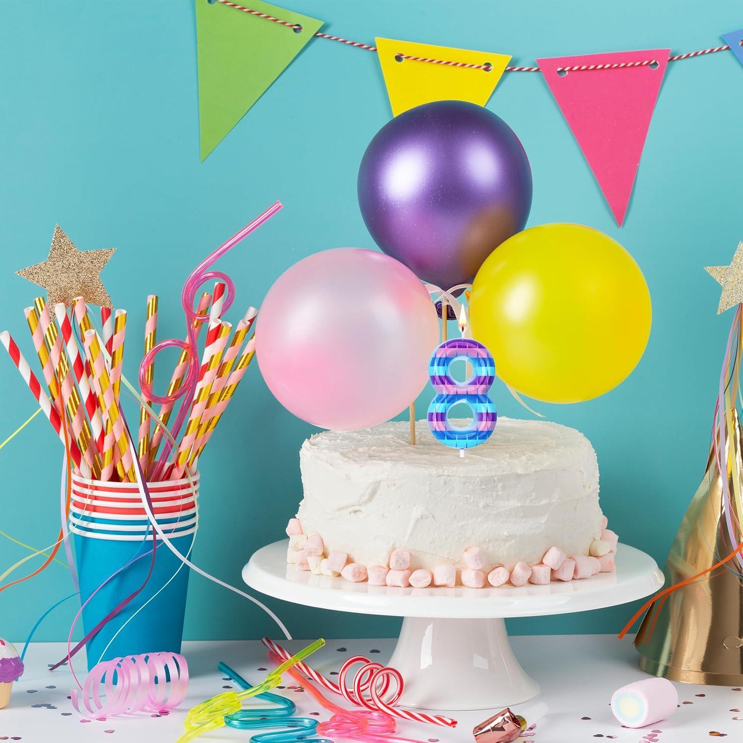 Vela de Cumpleaños Número 8 MM - Decoración Temática de Videojuegos