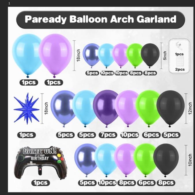 Arco de Globos de Videojuego Paready 120 Pcs Decoración Fiesta