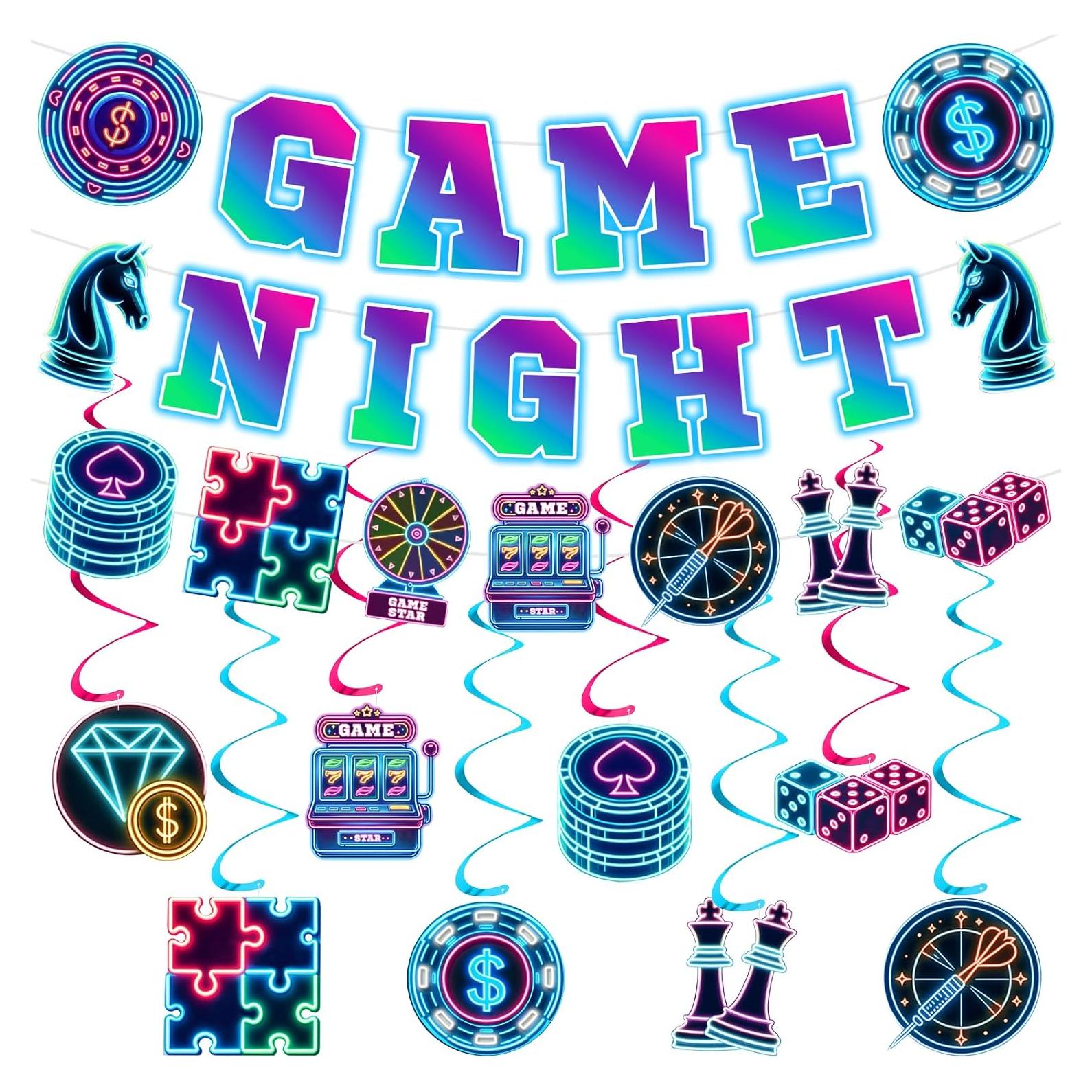 Banner de Fiesta Noche de Juegos Neon Innovoscape 136g