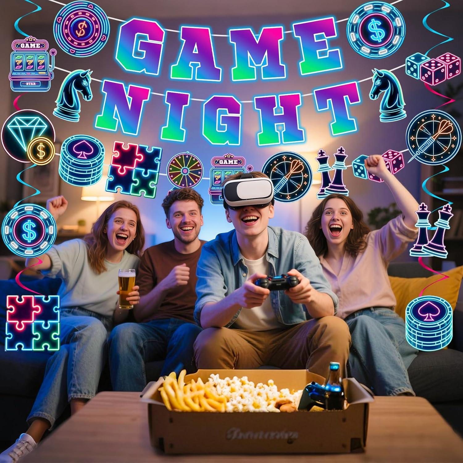 Banner de Fiesta Noche de Juegos Neon Innovoscape 136g