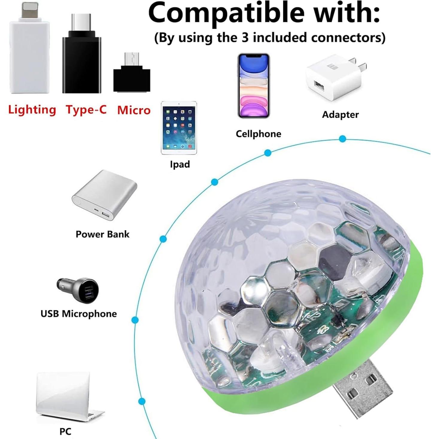 Mini Luz de Fiesta USB Ytuomzi 5 pcs RGB Control Sonido