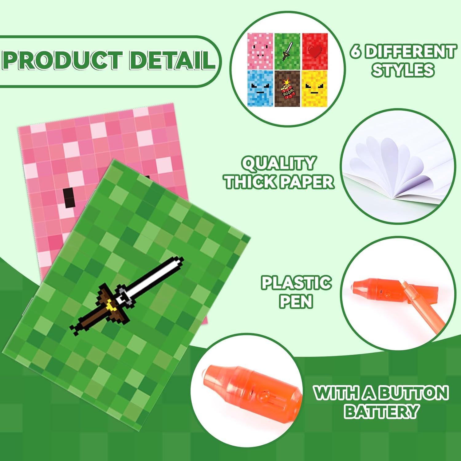 Set de Fiesta Pixel ZOIIWA 48 Piezas: 24 Bolígrafos UV y Libretas