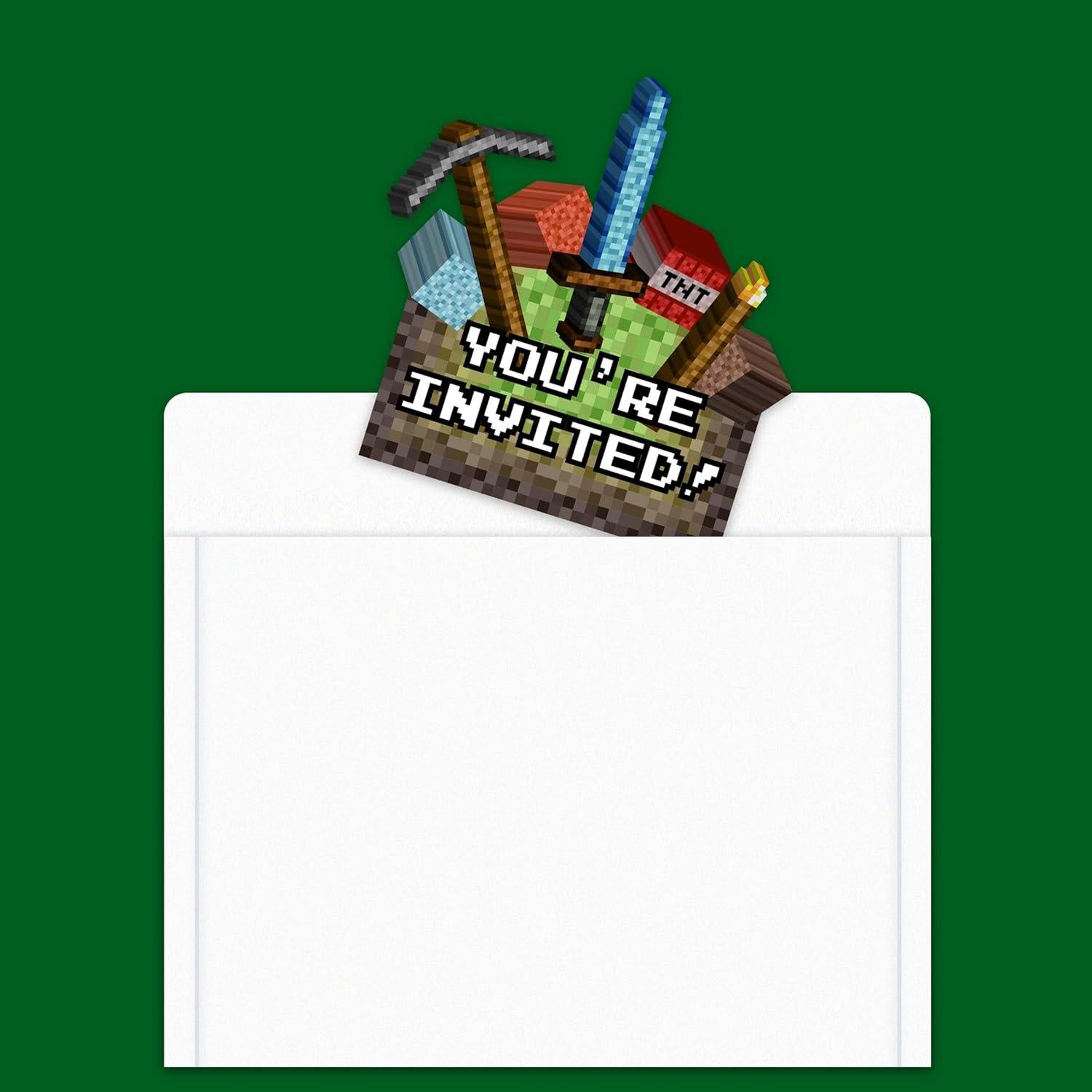 Invitaciones de Cumpleaños Mining Pixel World - 20 Unidades