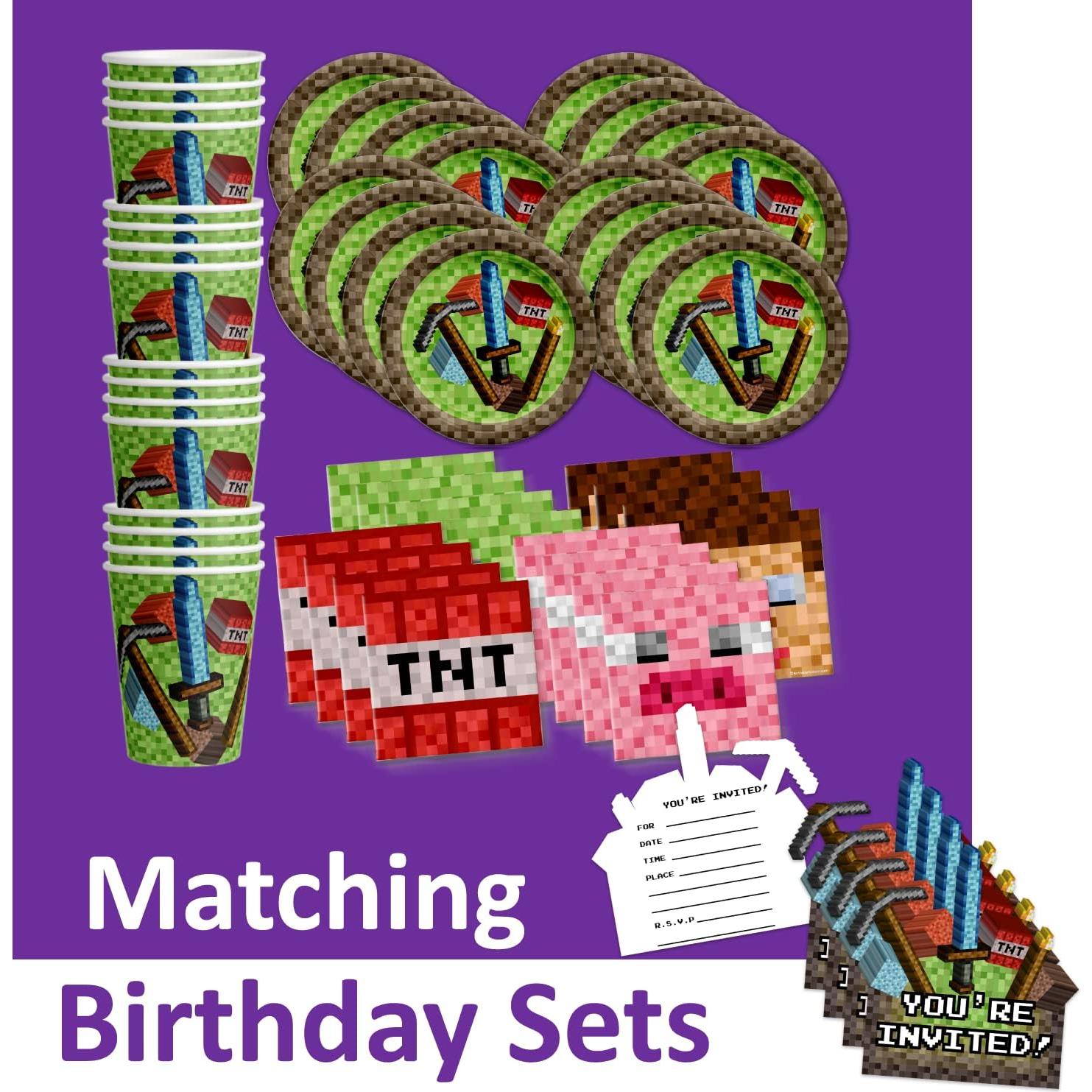 Invitaciones de Cumpleaños Mining Pixel World - 20 Unidades