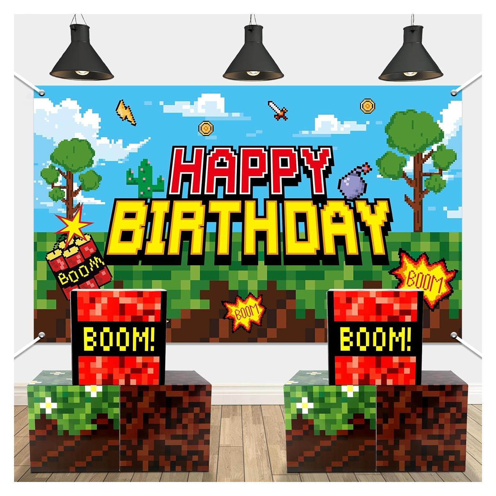 Juego de Decoración de Fiesta de Cumpleaños Pixel Justforjoyful 7 Piezas