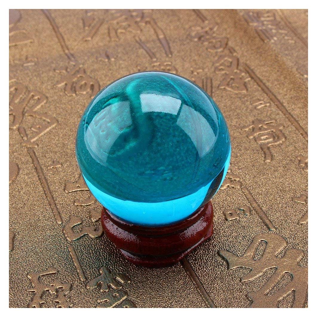 Jeanoko Healing Crystal Ball Asian Rare Royal Blue Quartz Crystal Healing Ball Sphere 40mm with Stand