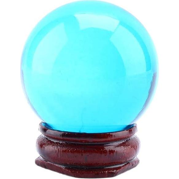 Jeanoko Healing Crystal Ball Asian Rare Royal Blue Quartz Crystal Healing Ball Sphere 40mm with Stand