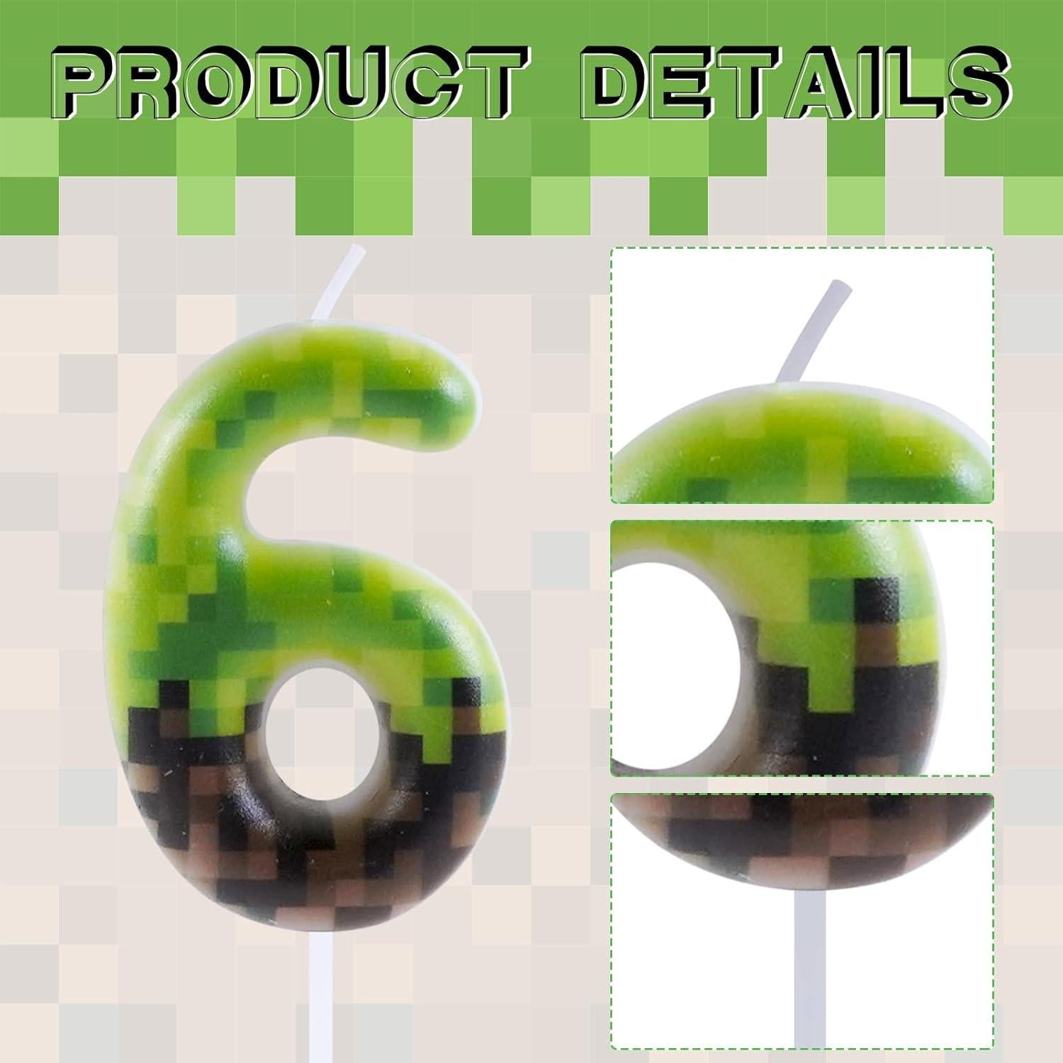 Vela de Cumpleaños Pixel 6 - Decoración para Pastel 7.37cm