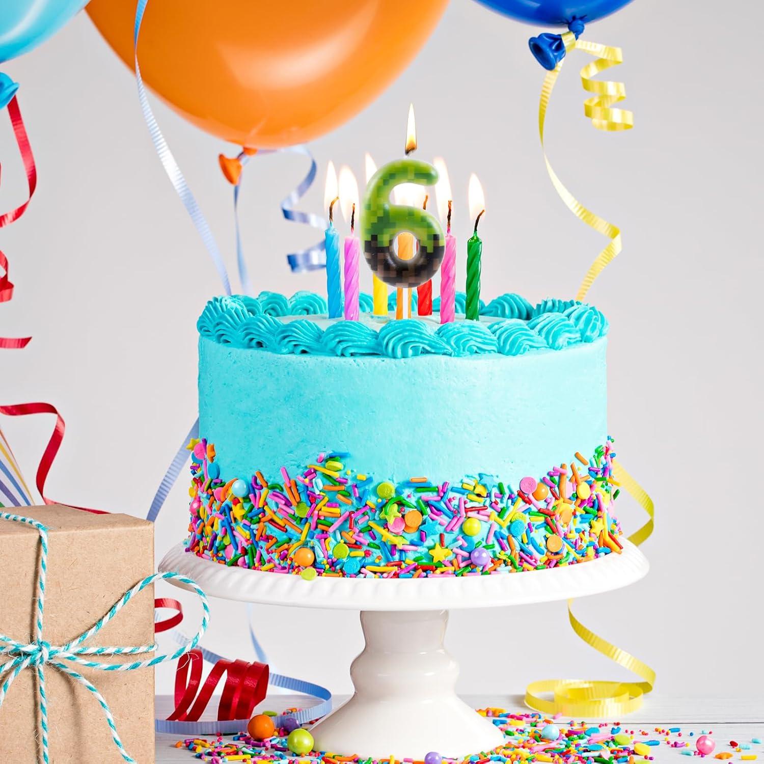 Vela de Cumpleaños Pixel 6 - Decoración para Pastel 7.37cm