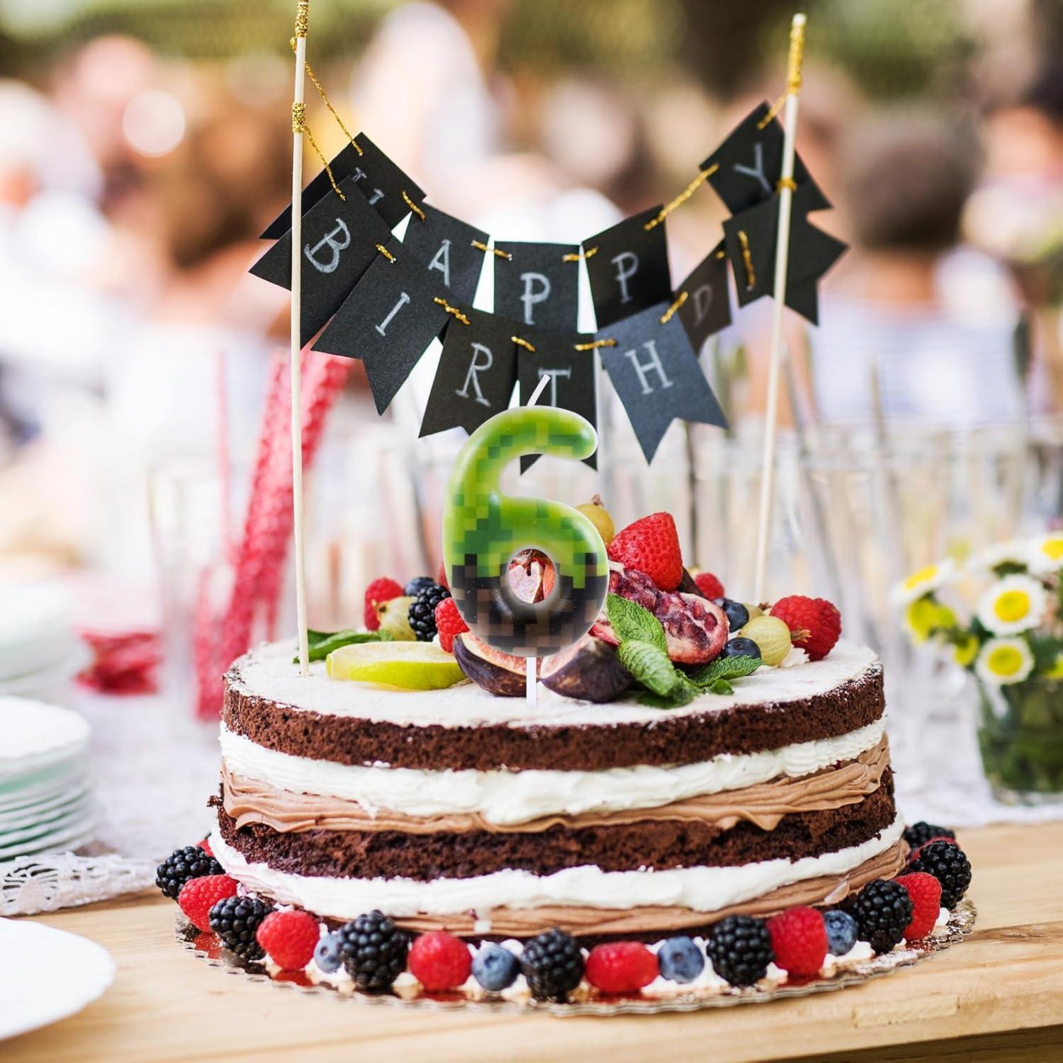 Vela de Cumpleaños Pixel 6 - Decoración para Pastel 7.37cm