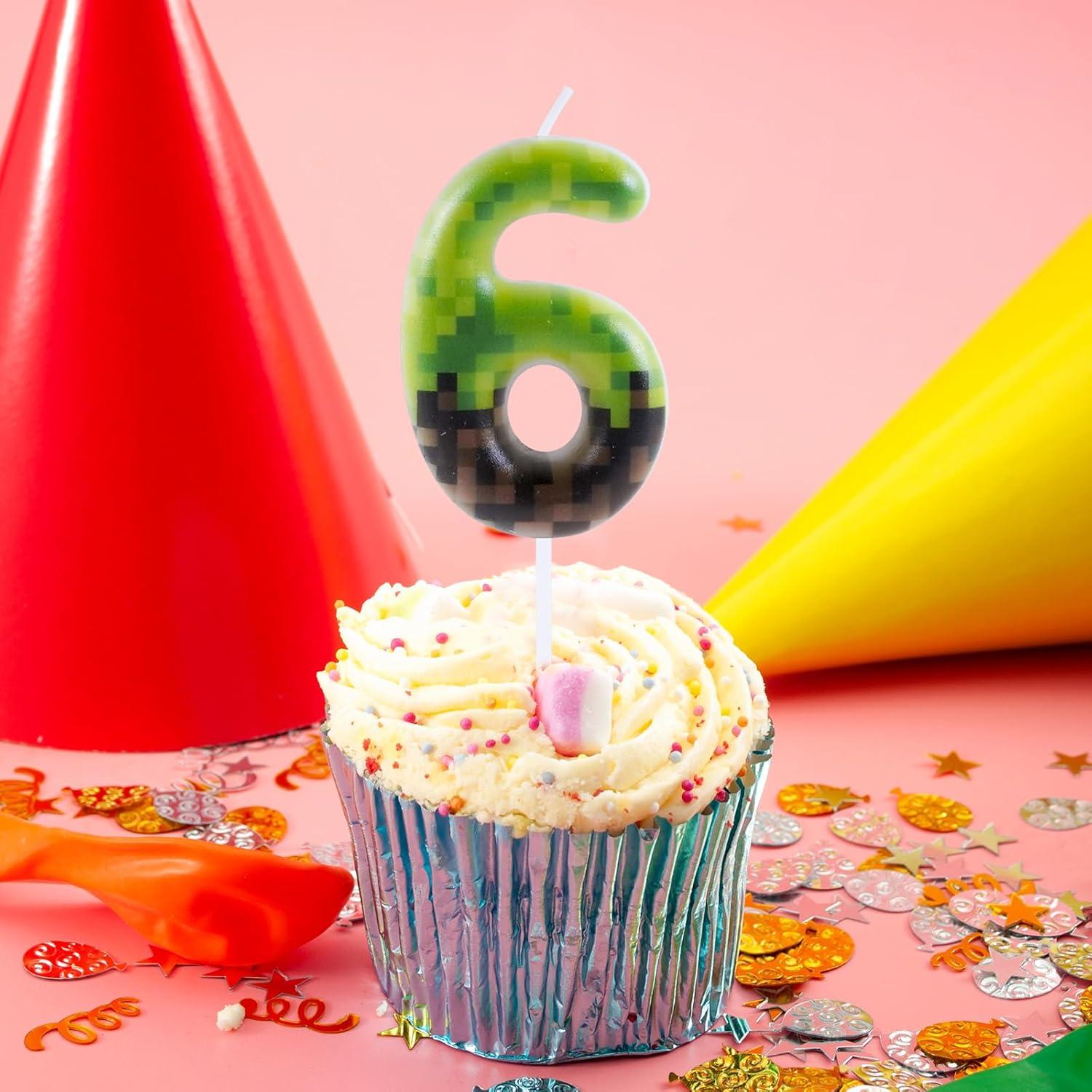 Vela de Cumpleaños Pixel 6 - Decoración para Pastel 7.37cm