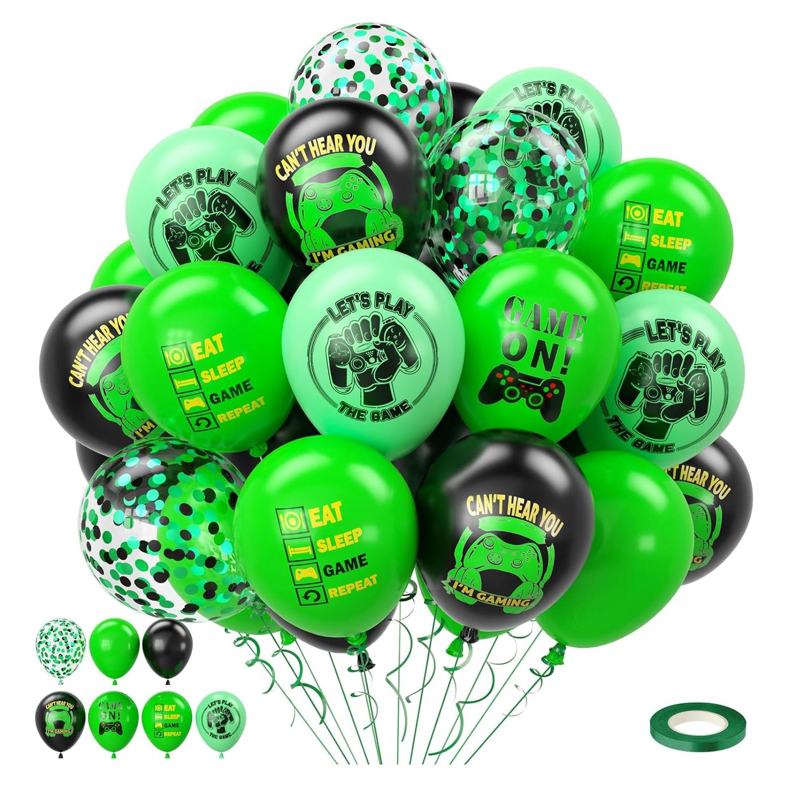Globos de Confeti Verde y Negro 30pcs FEYG 12 Pulgadas
