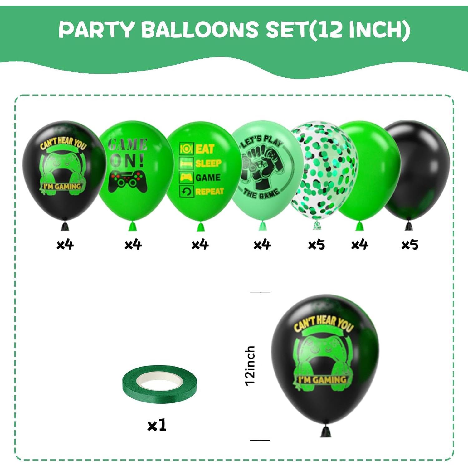 Globos de Confeti Verde y Negro 30pcs FEYG 12 Pulgadas